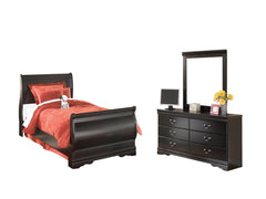 Furniture City Laplace - Ashley Furniture - Huey Vineyard Twin Sleigh Bed with Mirroed Dresser and Nightstand - Twin Sleigh Bed with Mirroed Dresser and Nightstand - B128B13
