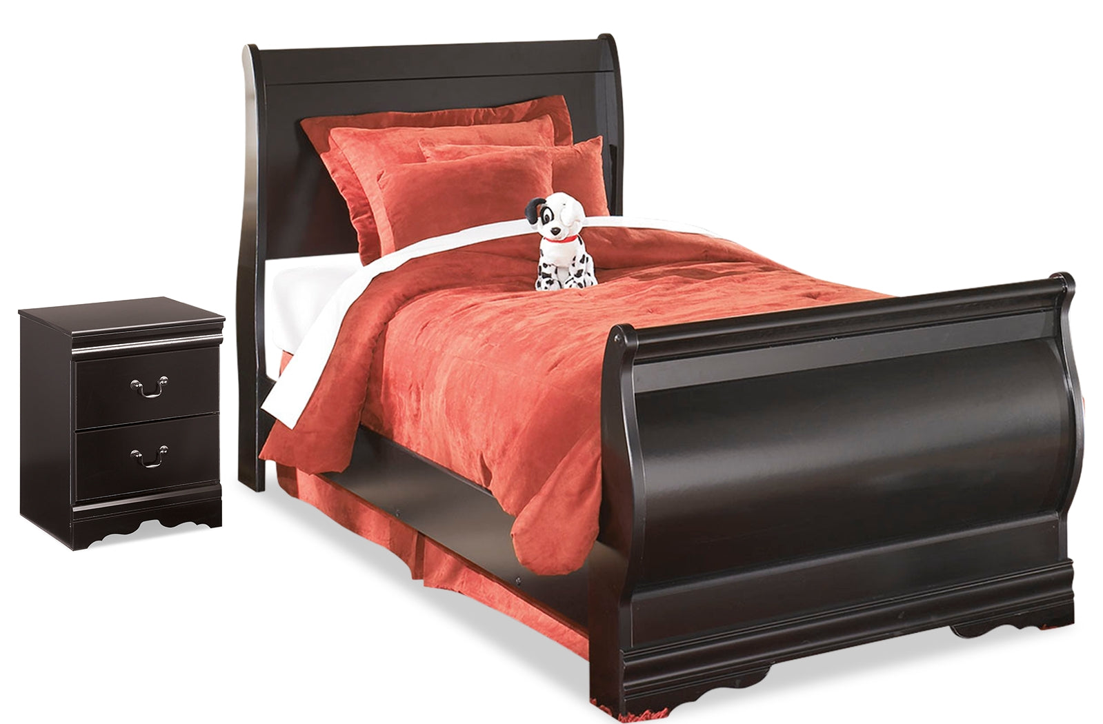 Furniture City Laplace - Ashley Furniture - Huey Vineyard Twin Sleigh Bed and Nightstand - Twin Sleigh Bed and Nightstand - B128B41