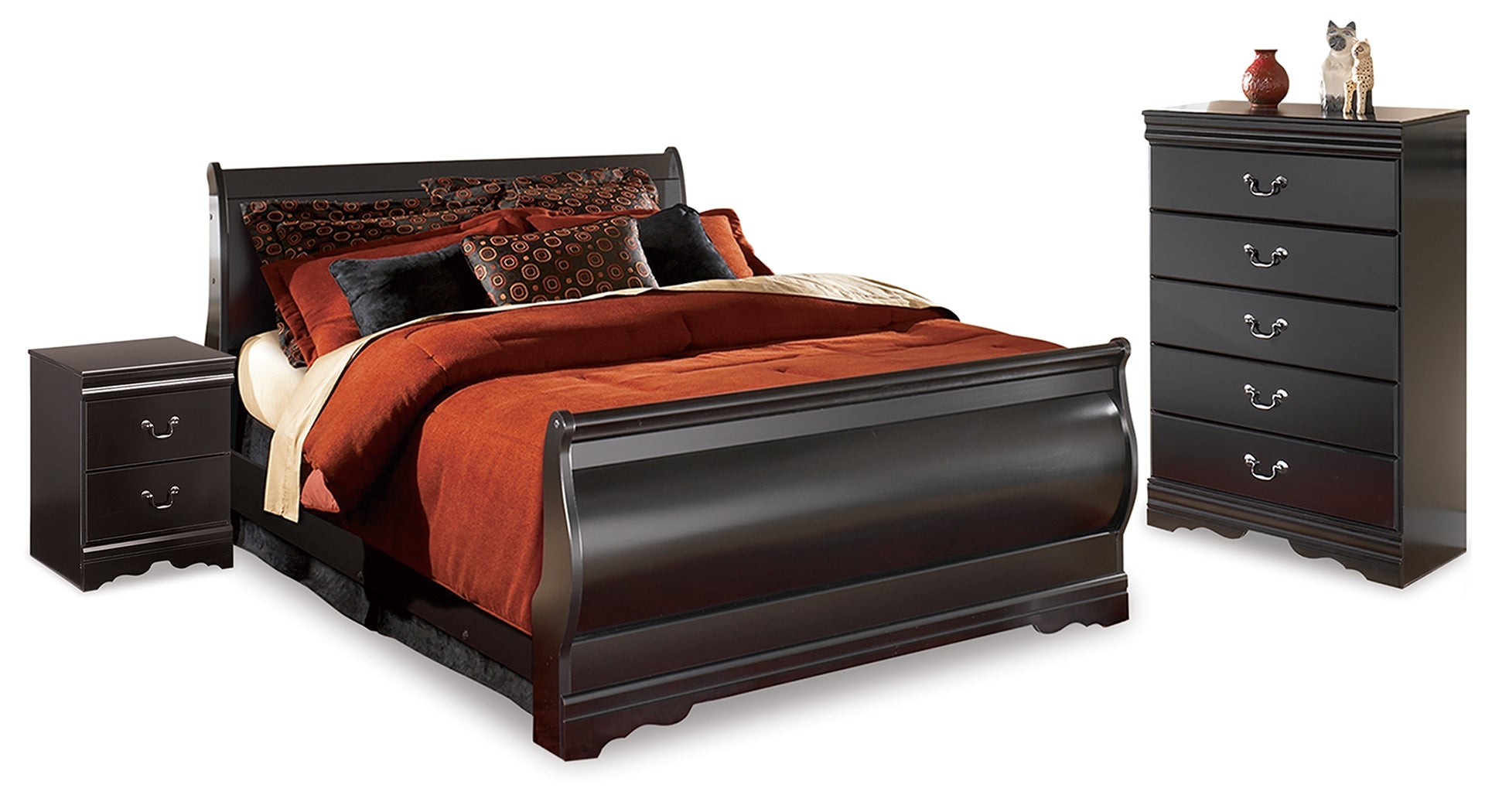 Furniture City Laplace - Ashley Furniture - Huey Vineyard Full Sleigh Bed, Chest and 2 Nightstands - Full Sleigh Bed, Chest and 2 Nightstands - B128B47