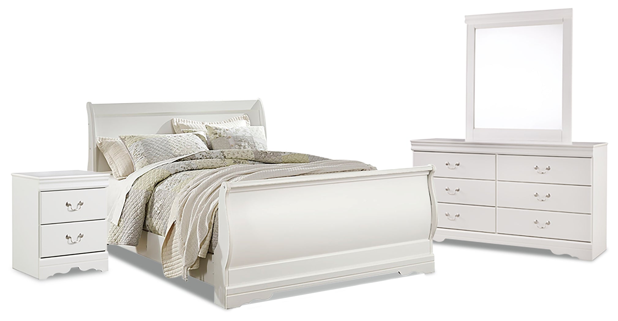 Furniture City Laplace - Ashley Furniture - Anarasia Queen Sleigh Bed, Dresser, Mirror and Nightstand - Queen Sleigh Bed, Dresser, Mirror and Nightstand - B129B9