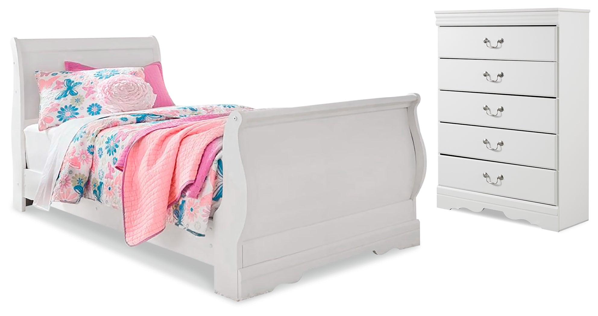 Furniture City Laplace - Ashley Furniture - Anarasia Twin Sleigh Bed and Chest - Twin Sleigh Bed and Chest - B129B16