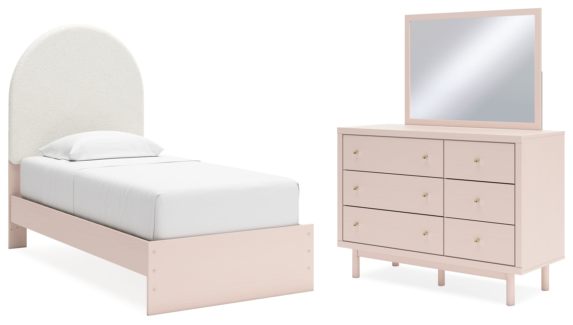 Furniture City Laplace - Ashley Furniture - Wistenpine Twin Upholstered Panel Bed, Dresser and Mirror - Twin Upholstered Panel Bed, Dresser and Mirror - B1323B2