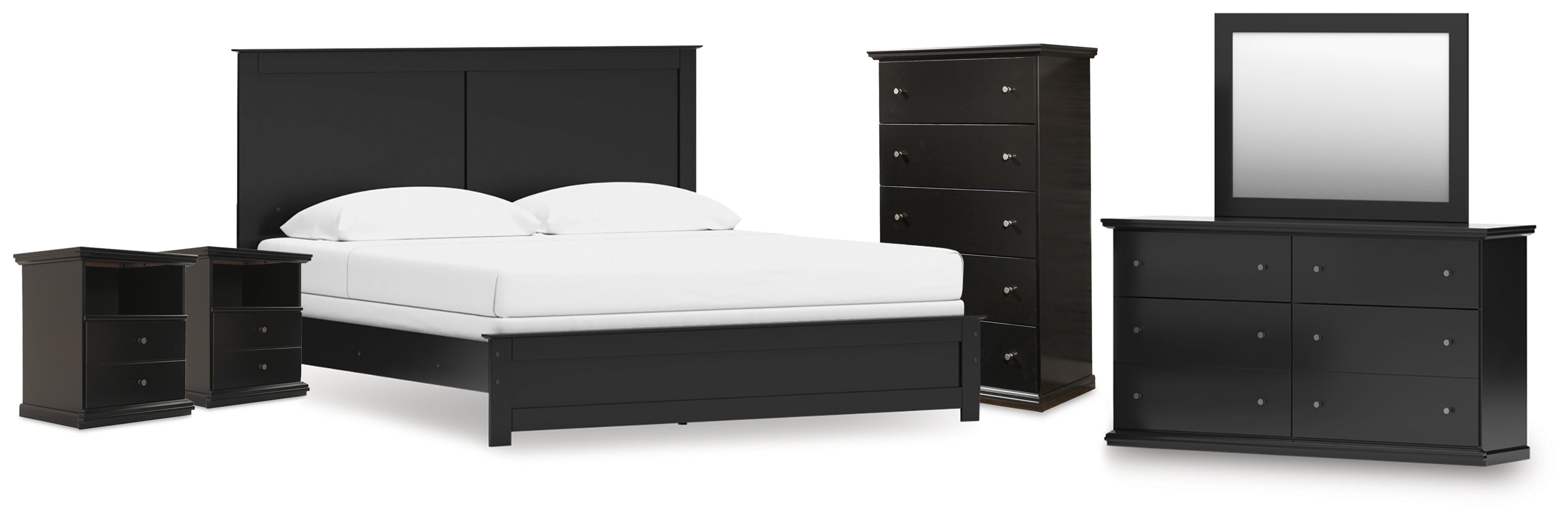 Furniture City Laplace - Ashley Furniture - Maribel King Panel Bed, Dresser, Mirror, Chest, and 2 Nightstands - King Panel Bed, Dresser, Mirror, Chest, and 2 Nightstands - B138B63