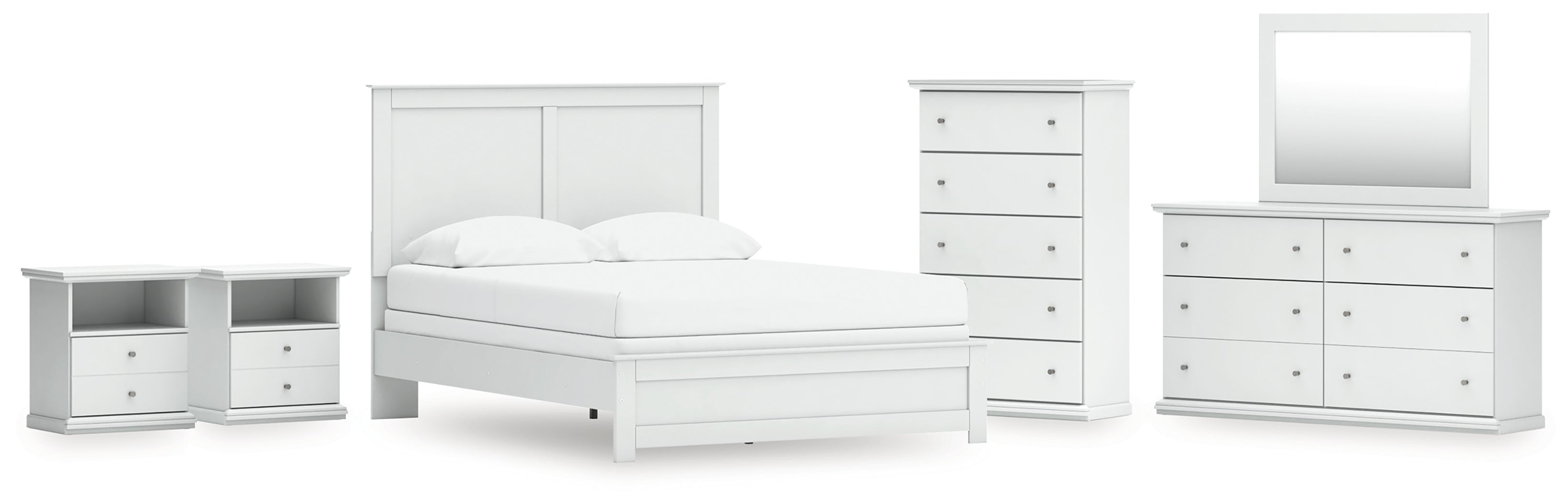 Furniture City Laplace - Ashley Furniture - Bostwick Shoals Queen Panel Bed with Mirrored Dresser, Chest and 2 Nightstands - Queen Panel Bed with Mirrored Dresser, Chest and 2 Nightstands - B139B49