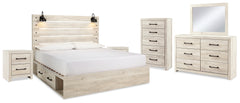 Cambeck King Panel Bed with Storage, Dresser, Mirror, Chest and 2 Nightstands