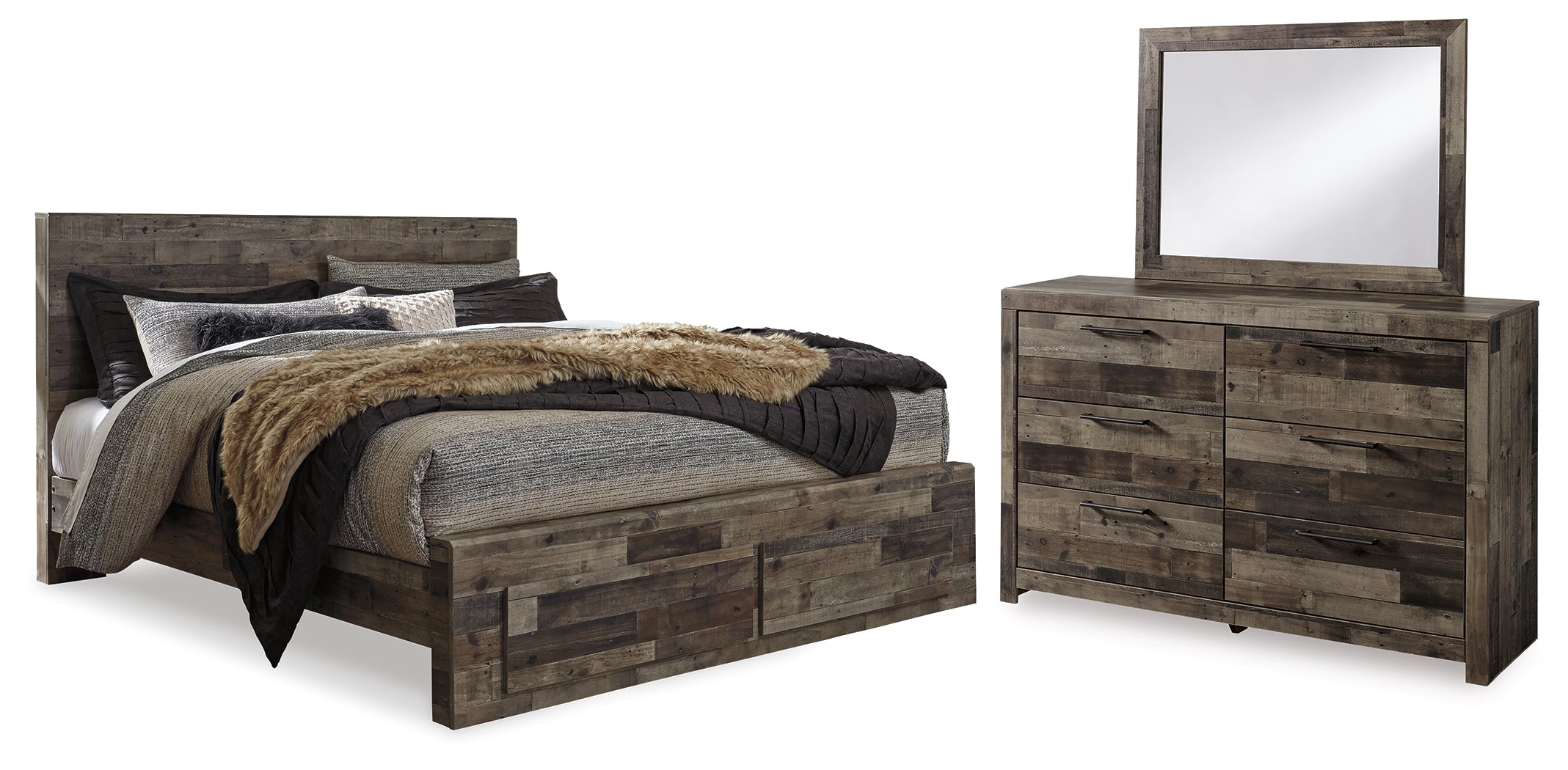 Furniture City Laplace - Ashley Furniture - Derekson King Panel Storage Bed, Dresser and Mirror - King Panel Storage Bed, Dresser and Mirror - B200B52