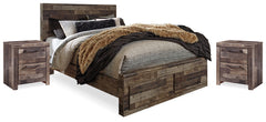 Furniture City Laplace - Ashley Furniture - Derekson Queen Panel Storage Bed and 2 Nightstands - Queen Panel Storage Bed and 2 Nightstands - B200B48