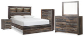 Furniture City Laplace - Ashley Furniture - Drystan Queen Bookcase Panel Bed, Dresser, Mirror Chest and Nightstand - Queen Bookcase Panel Bed, Dresser, Mirror Chest and Nightstand - B211B111