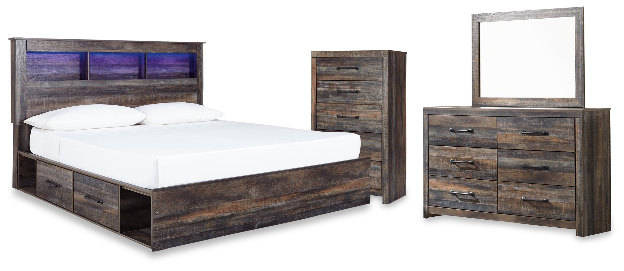 Furniture City Laplace - Ashley Furniture - Drystan King Storage Bed, Dresser, Mirror and Chest - King Storage Bed, Dresser, Mirror and Chest - B211B103