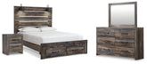 Furniture City Laplace - Ashley Furniture - Drystan Queen Panel Storage Bed, Dresser, Mirror and Nightstand - Queen Panel Storage Bed, Dresser, Mirror and Nightstand - B211B107