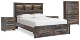 Furniture City Laplace - Ashley Furniture - Drystan Queen Bookcase Storage Bed, Chest and 2 Nightstands - Queen Bookcase Storage Bed, Chest and 2 Nightstands / Multi - B211B69