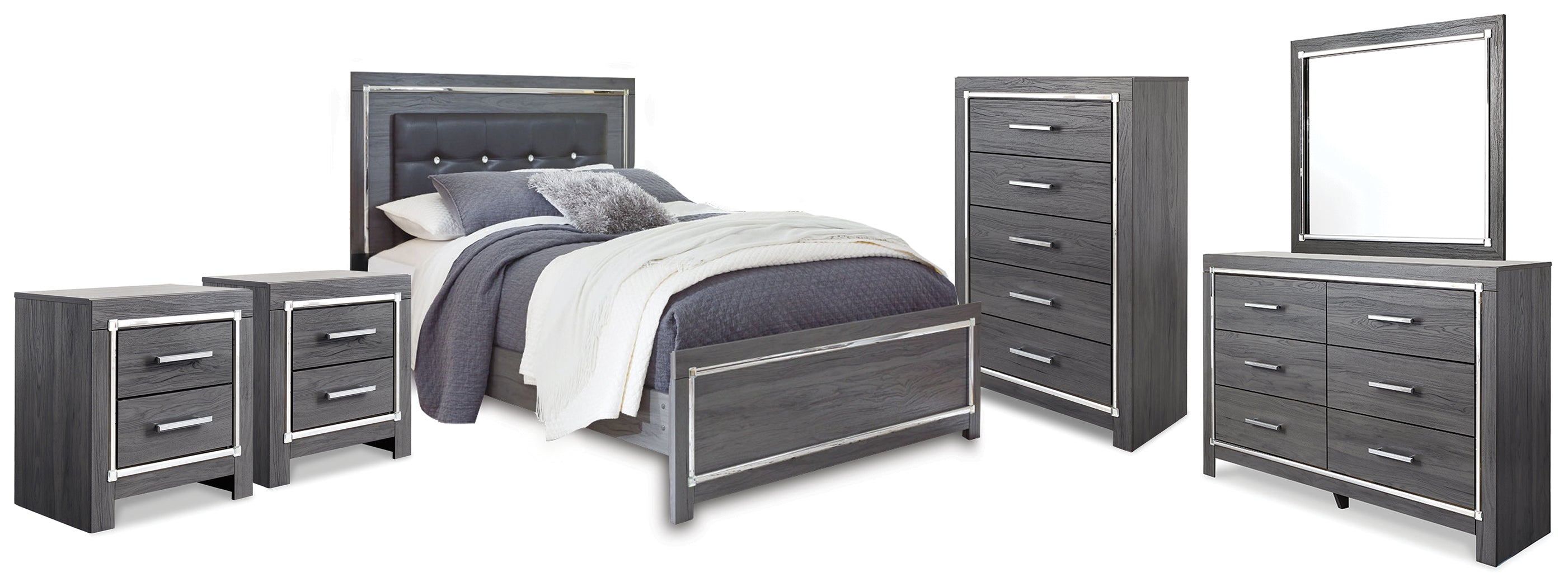 Furniture City Laplace - Ashley Furniture - Lodanna Queen Panel Bed, Dresser, Mirror, Chest and 2 Nightstands - Queen Panel Bed, Dresser, Mirror, Chest and 2 Nightstands - B214B49