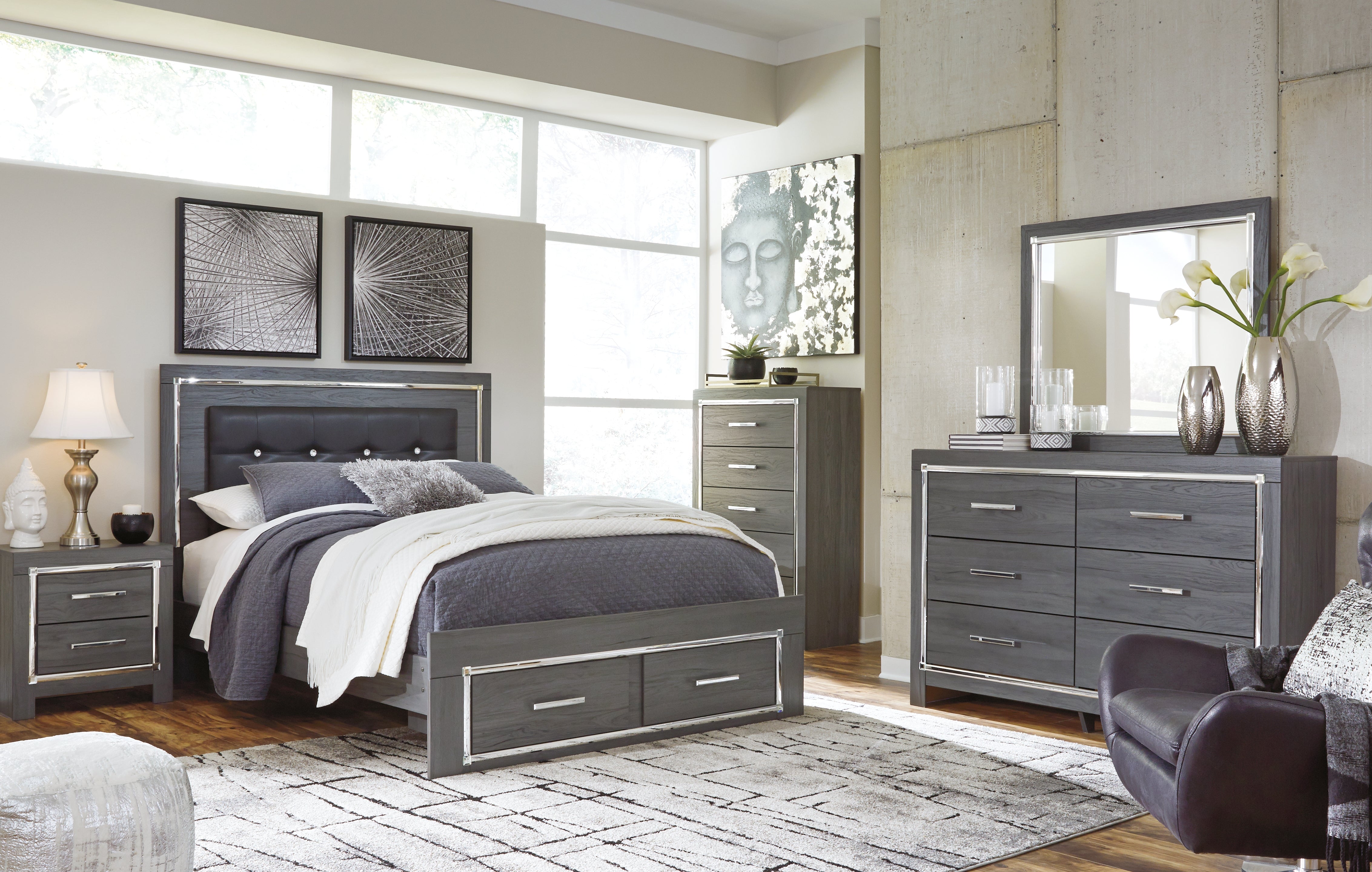 Furniture City Laplace - Ashley Furniture - Lodanna Queen Panel Storage Bed, Dresser, Mirror, Chest and Nightstand - Queen Panel Storage Bed, Dresser, Mirror, Chest and Nightstand - B214B37