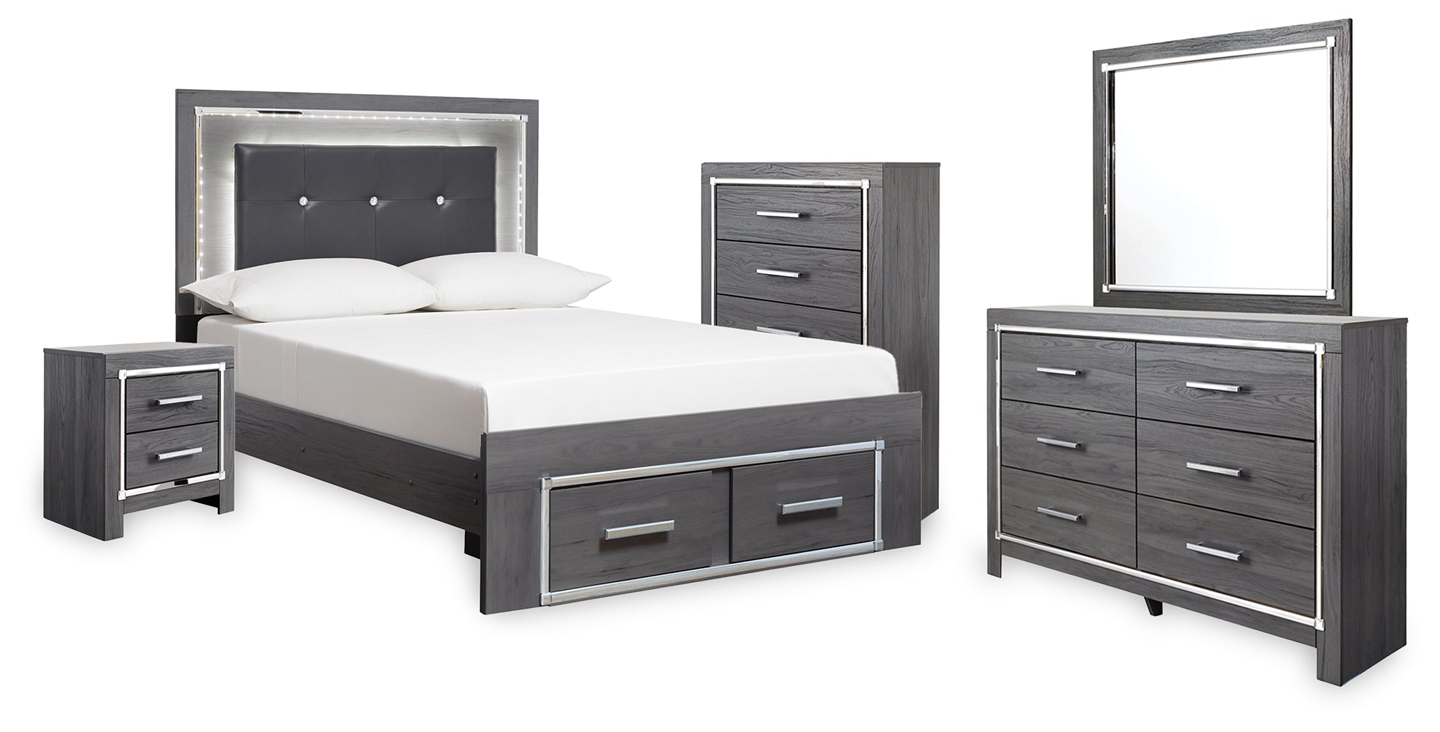 Furniture City Laplace - Ashley Furniture - Lodanna Full Storage Bed, Dresser, Mirror, Chest and Nightstand - Full Storage Bed, Dresser, Mirror, Chest and Nightstand - B214B59