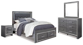 Furniture City Laplace - Ashley Furniture - Lodanna Queen Panel Storage Bed with Mirrored Dresser and Nightstand - Queen Panel Storage Bed with Mirrored Dresser and Nightstand - B214B16