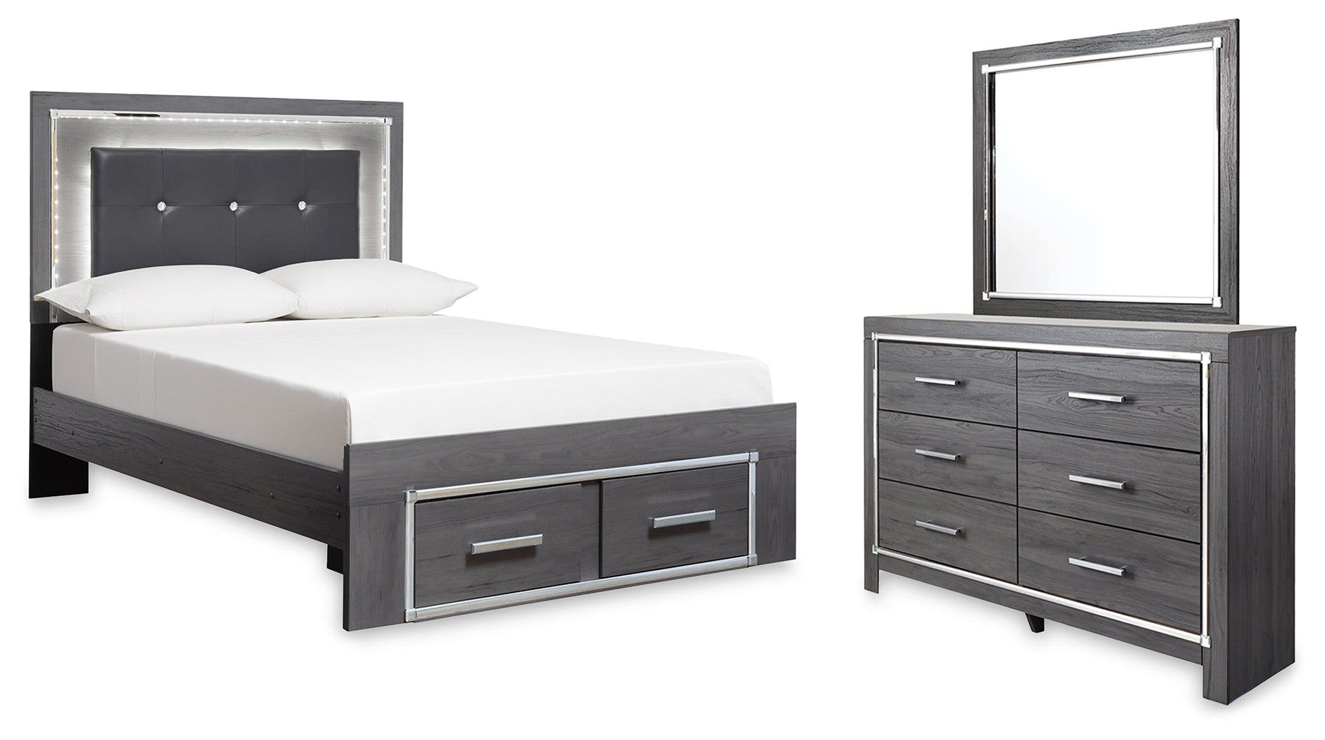 Furniture City Laplace - Ashley Furniture - Lodanna Full Storage Bed, Dresser and Mirror - Full Storage Bed, Dresser and Mirror - B214B9