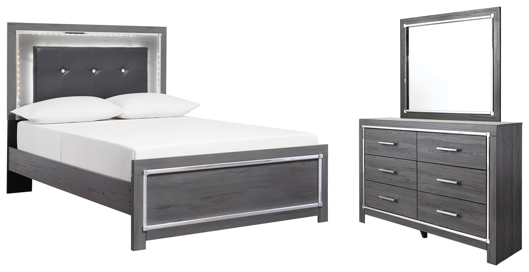 Furniture City Laplace - Ashley Furniture - Lodanna Full Panel Bed, Dresser and Mirror - Full Panel Bed, Dresser and Mirror - B214B8