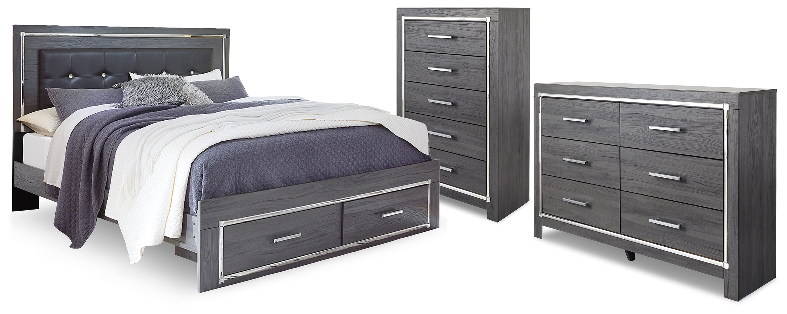 Furniture City Laplace - Ashley Furniture - Lodanna King Storage Bed, Dresser and Chest - King Storage Bed, Dresser and Chest - B214B57