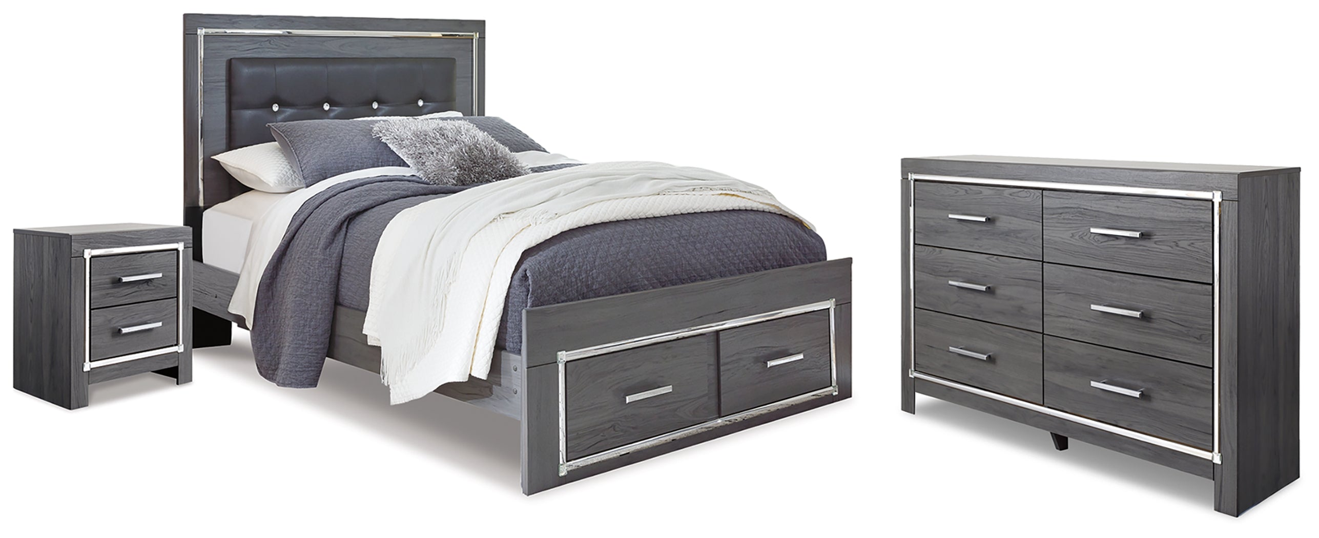 Furniture City Laplace - Ashley Furniture - Lodanna Queen Storage Bed, Dresser and Nightstand - Queen Storage Bed, Dresser and Nightstand - B214B53