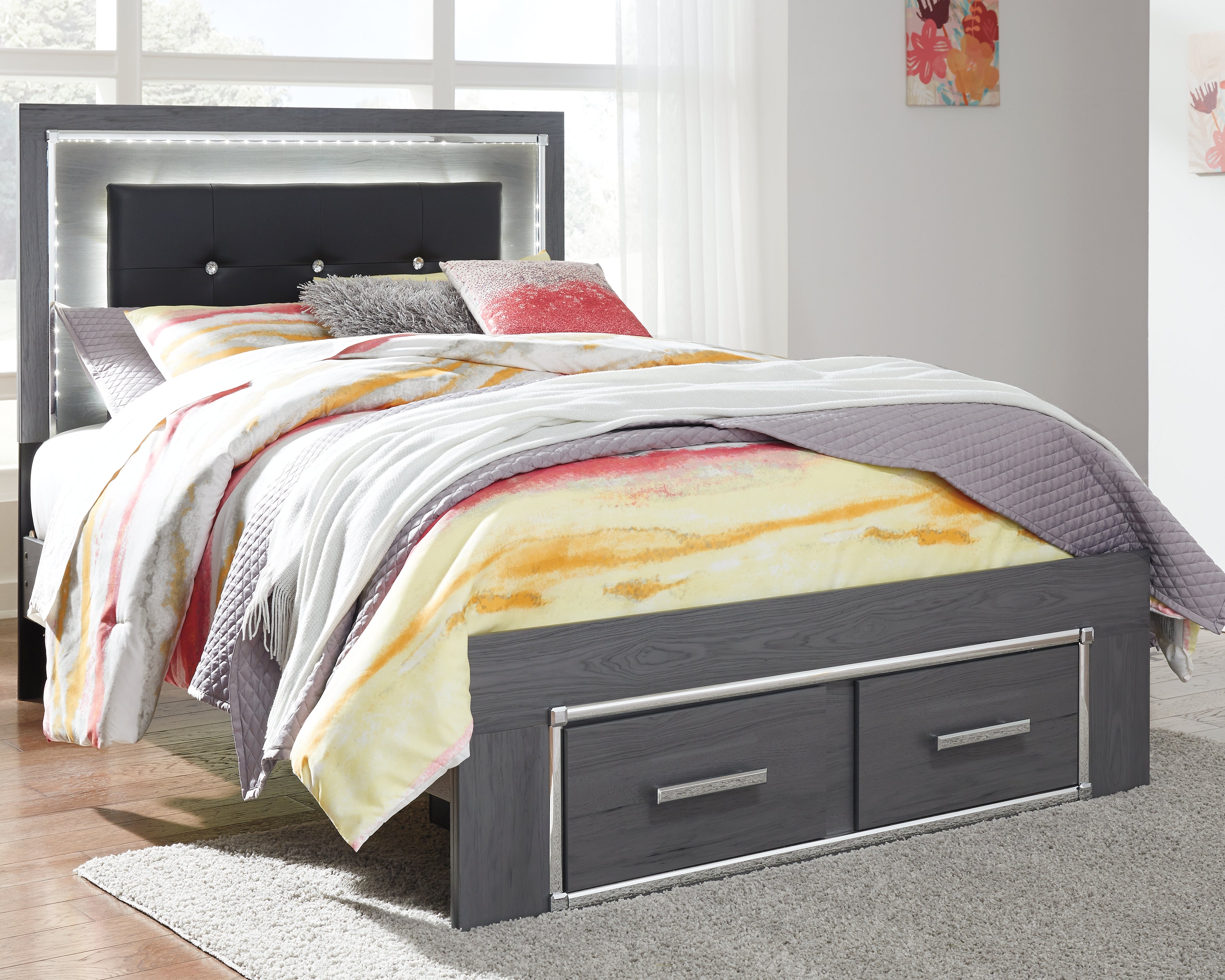 Furniture City Laplace - Ashley Furniture - Lodanna Full Panel Bed with 2 Storage Drawers - Full Panel Bed with 2 Storage Drawers - B214B5