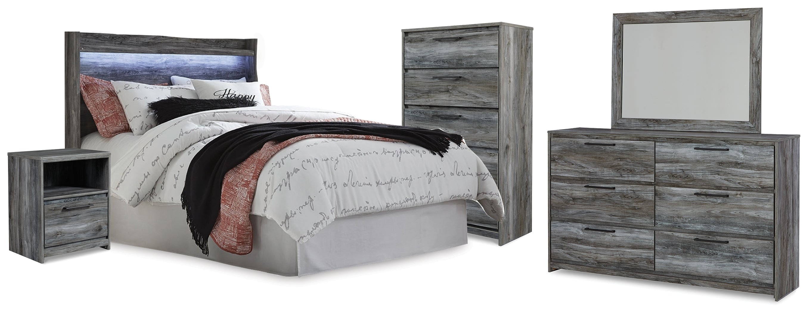 Furniture City Laplace - Ashley Furniture - Baystorm Queen Panel Headboard, Dresser, Mirror, Chest and Nightstand - Queen Panel Headboard, Dresser, Mirror, Chest and Nightstand - B221B78
