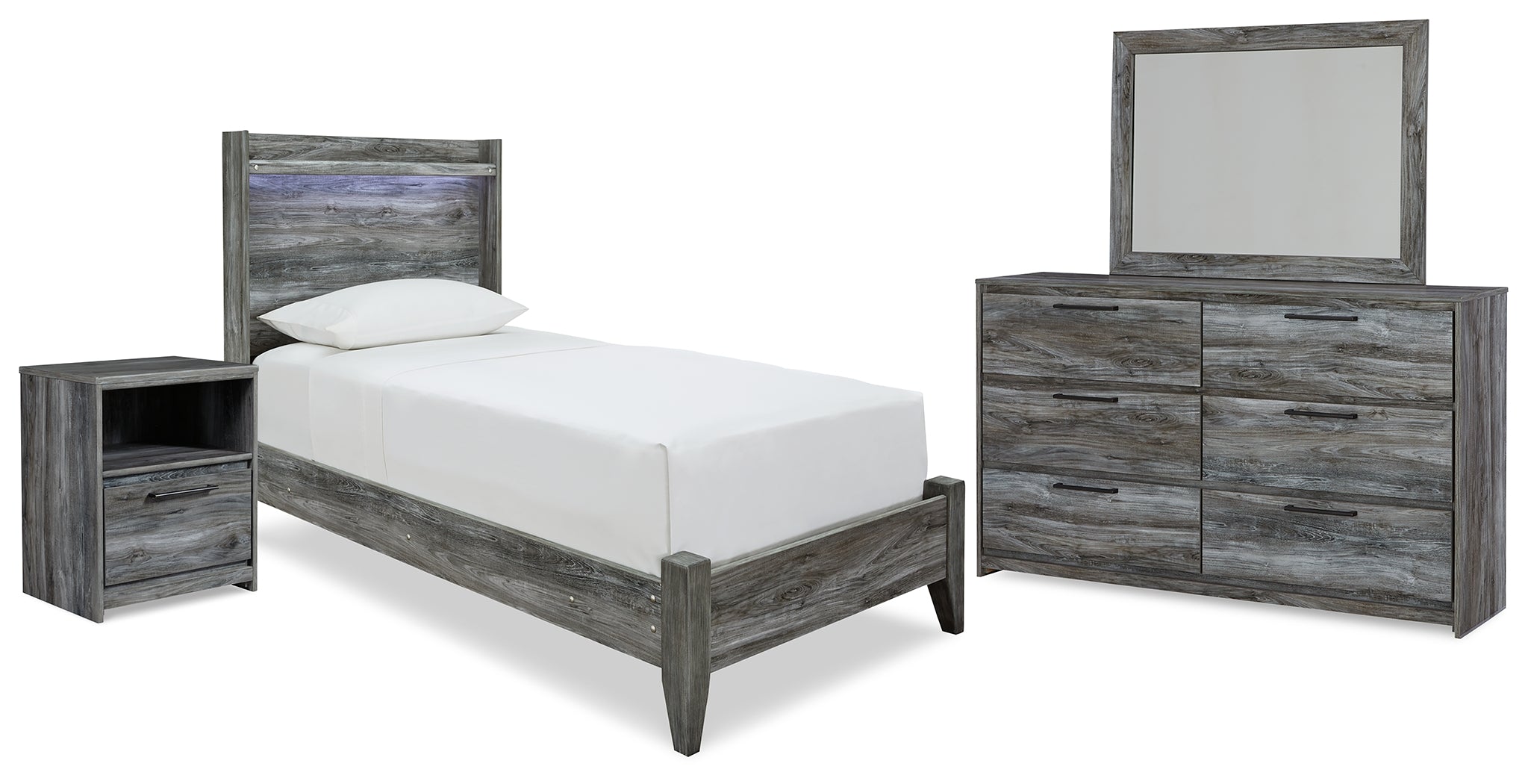 Furniture City Laplace - Ashley Furniture - Baystorm Twin Panel Bed, Dresser, Mirror and Nightstand - Twin Panel Bed, Dresser, Mirror and Nightstand - B221B61