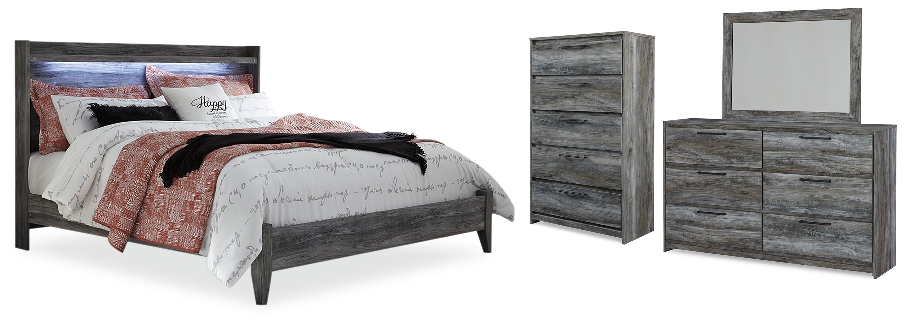 Furniture City Laplace - Ashley Furniture - Baystorm King Panel Bed, Dresser, Mirror and Chest - King Panel Bed, Dresser, Mirror and Chest - B221B52