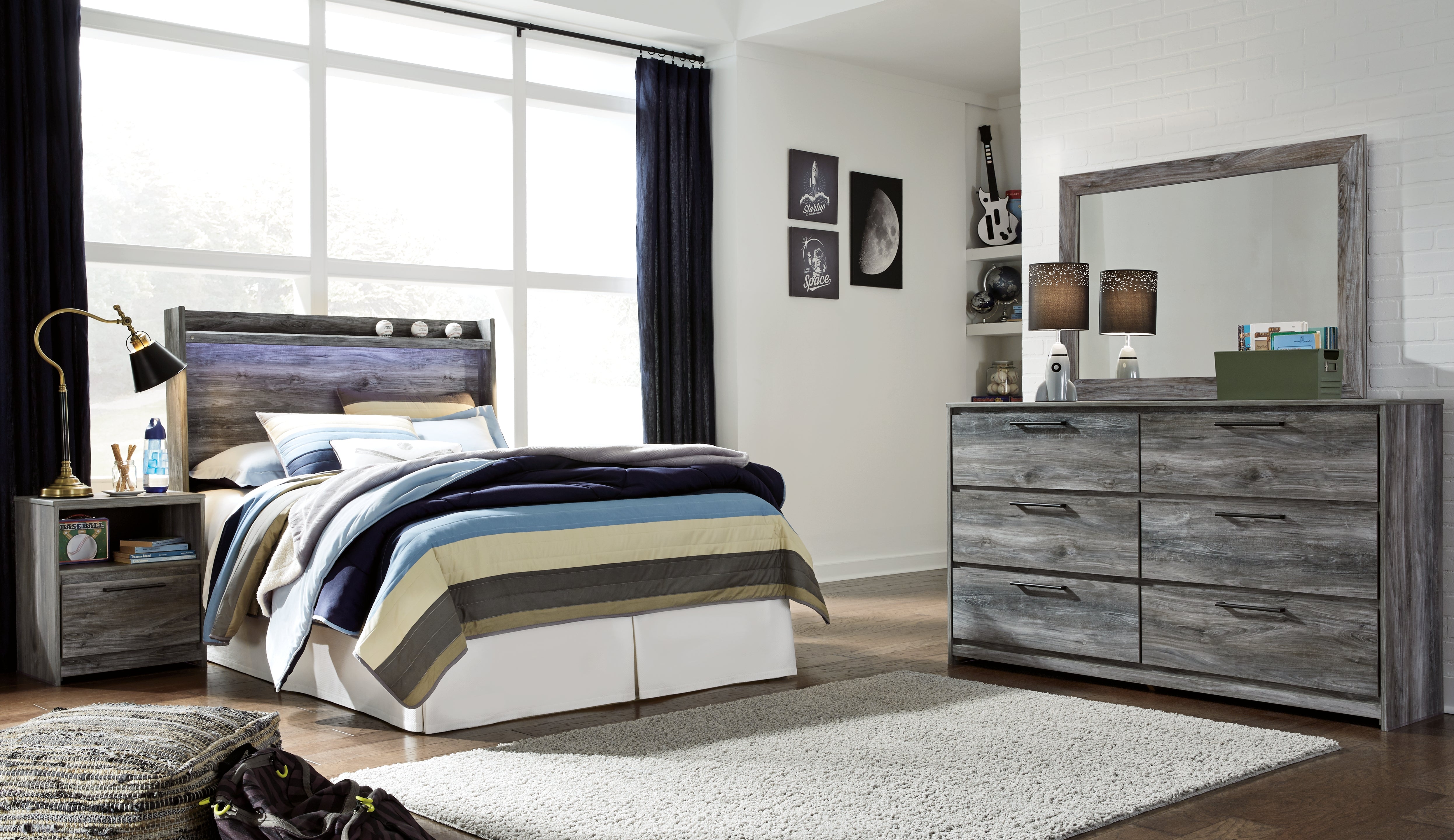 Furniture City Laplace - Ashley Furniture - Baystorm Full Panel Bed Headboard, Dresser, Mirror and Nightstand - Full Panel Bed Headboard, Dresser, Mirror and Nightstand - B221B39
