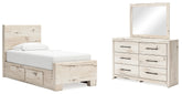 Furniture City Laplace - Ashley Furniture - Lawroy Twin Panel Bed with Storage, Dresser and Mirror - Twin Panel Bed with Storage, Dresser and Mirror - B2310B36