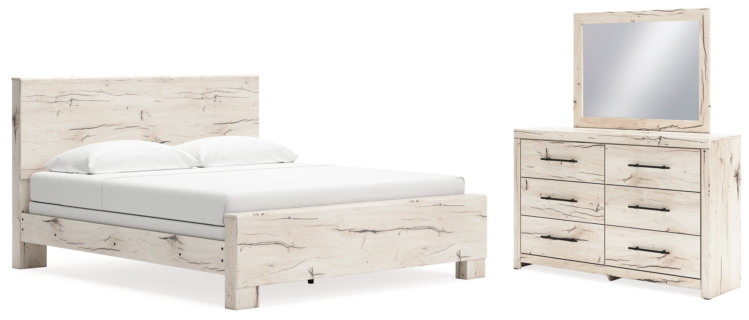 Furniture City Laplace - Ashley Furniture - Lawroy King Panel Bed, Dresser and Mirror - King Panel Bed, Dresser and Mirror - B2310B31