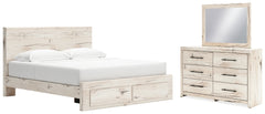 Furniture City Laplace - Ashley Furniture - Lawroy King Panel Storage Bed, Dresser and Mirror - King Panel Storage Bed, Dresser and Mirror - B2310B32