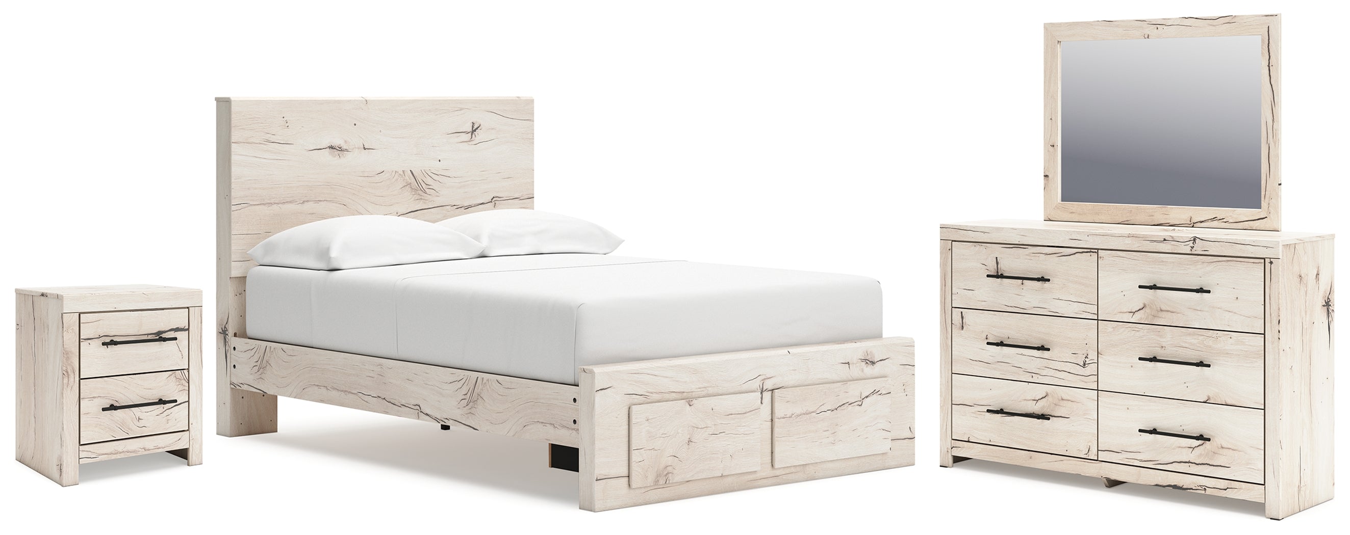 Furniture City Laplace - Ashley Furniture - Lawroy Full Panel Storage Bed, Dresser, Mirror and Nightstand - Full Panel Storage Bed, Dresser, Mirror and Nightstand - B2310B54