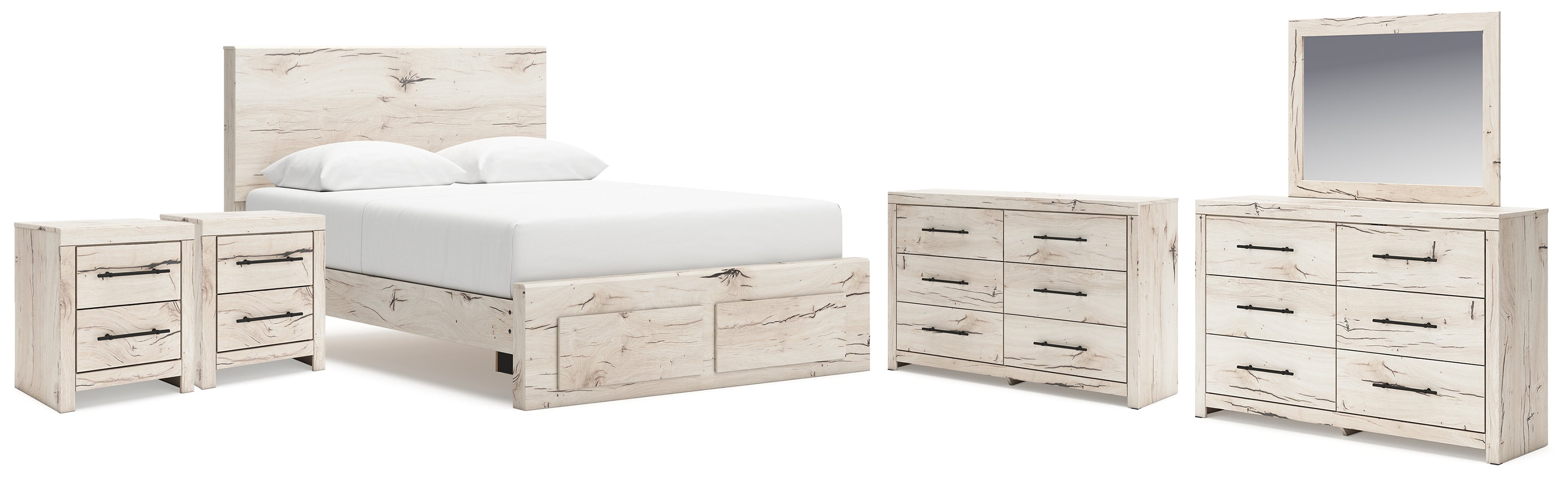 Furniture City Laplace - Ashley Furniture - Lawroy Queen Storage Bed, 2 Dressers, Mirror and 2 Nightstands - Queen Storage Bed, 2 Dressers, Mirror and 2 Nightstands - B2310B49