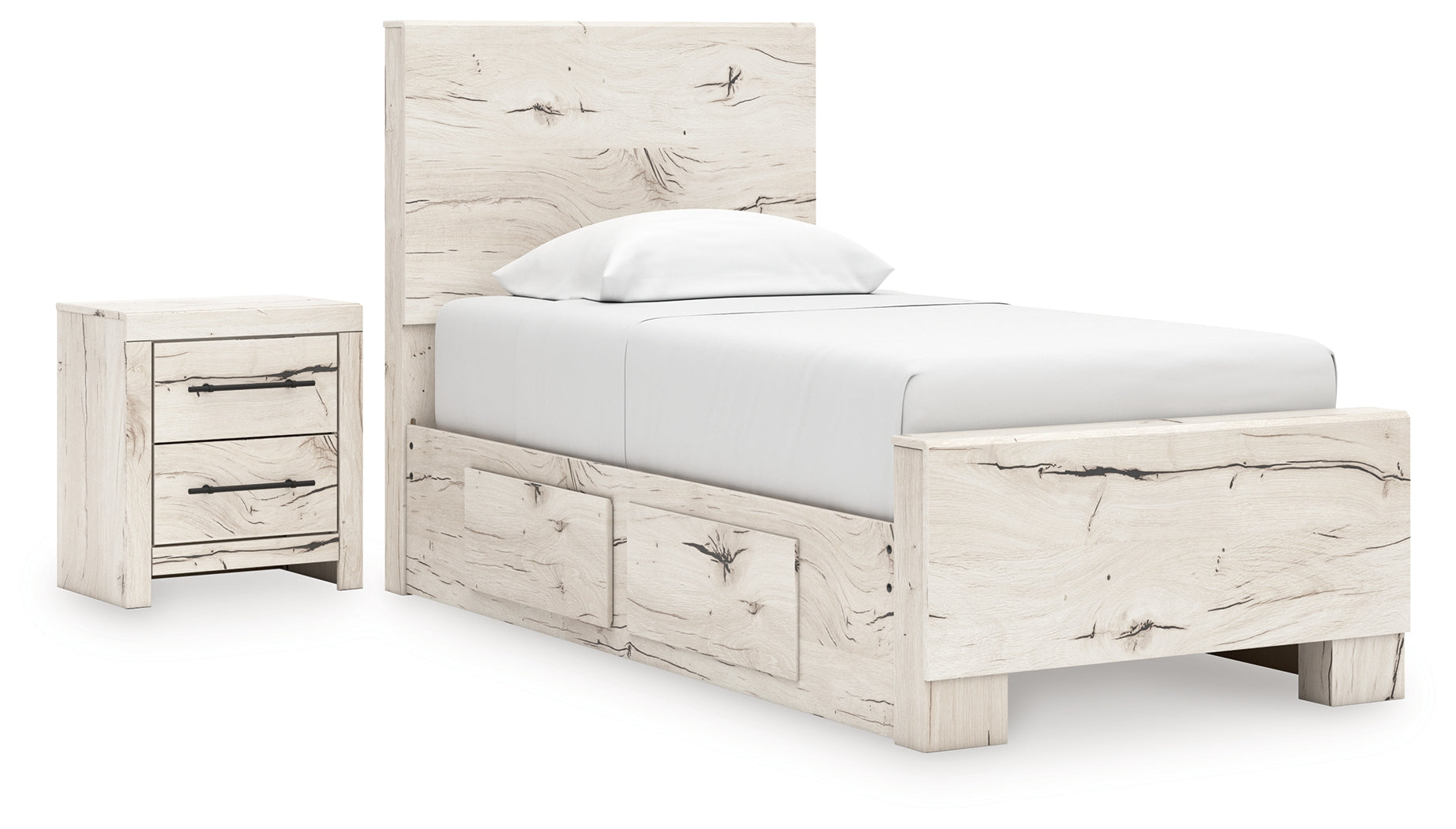 Furniture City Laplace - Ashley Furniture - Lawroy Twin Panel Bed with Storage and Nightstand - Twin Panel Bed with Storage and Nightstand - B2310B53
