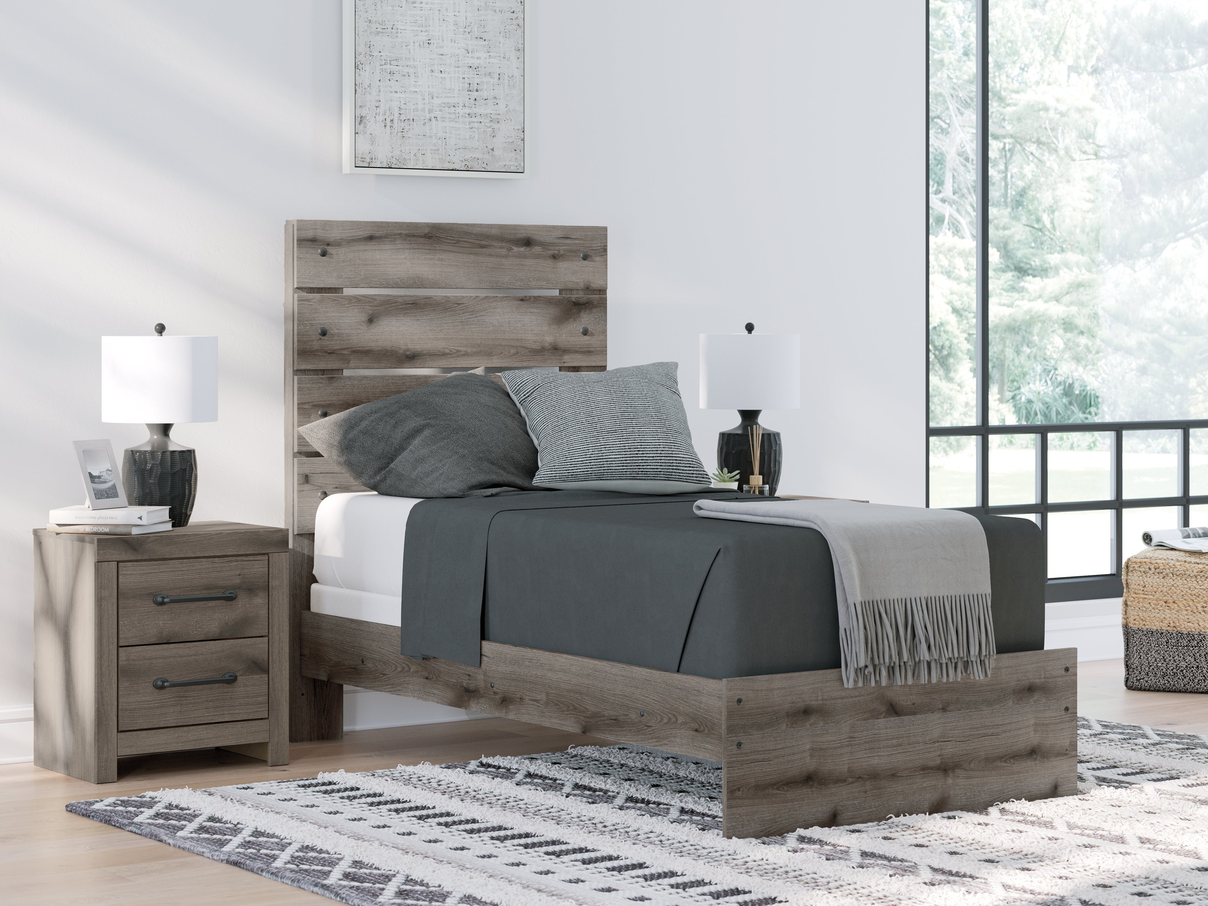 Furniture City Laplace - Ashley Furniture - Graystorm Twin Panel Bed - Twin Panel Bed - PCB2405B12