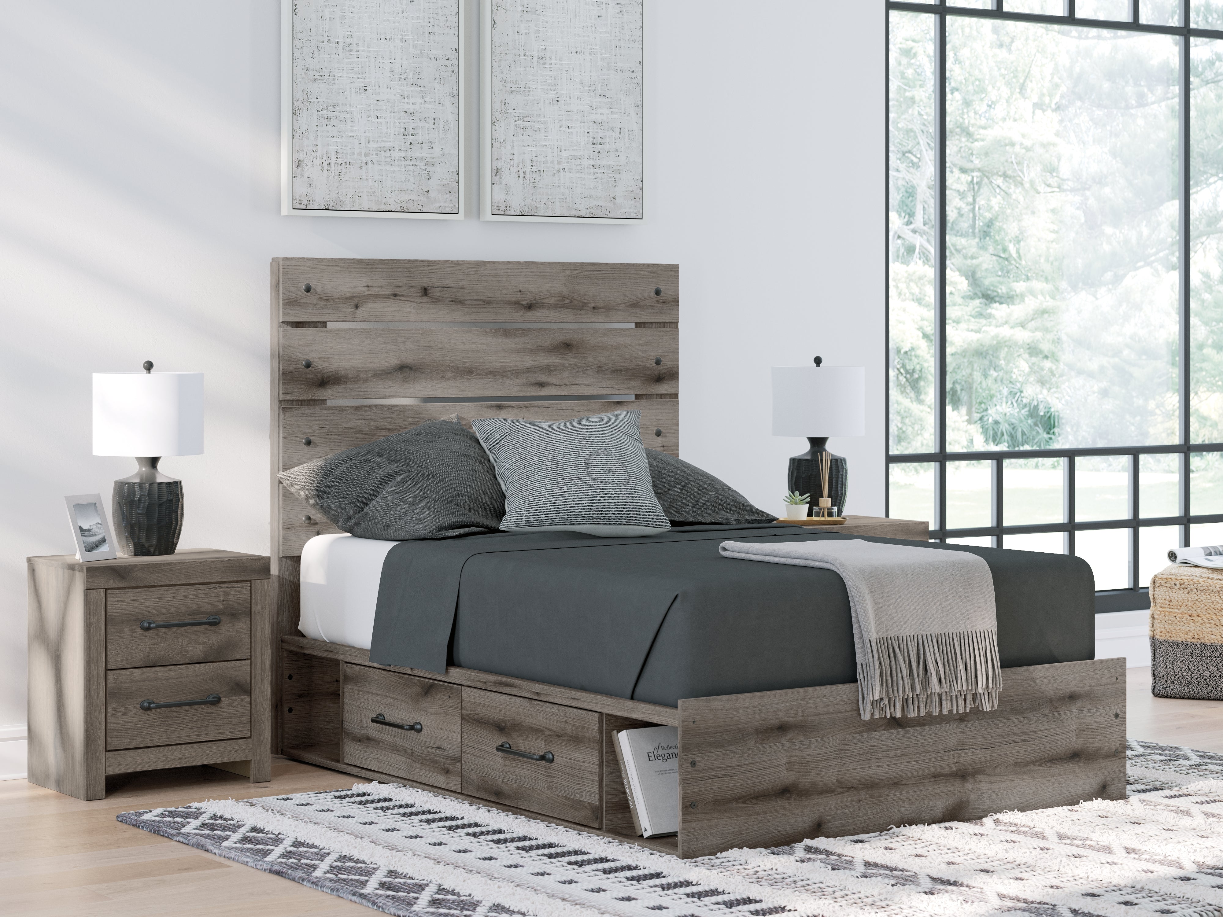 Furniture City Laplace - Ashley Furniture - Graystorm Full Panel Bed with Storage - Full Panel Bed with Storage - PCB2405B17