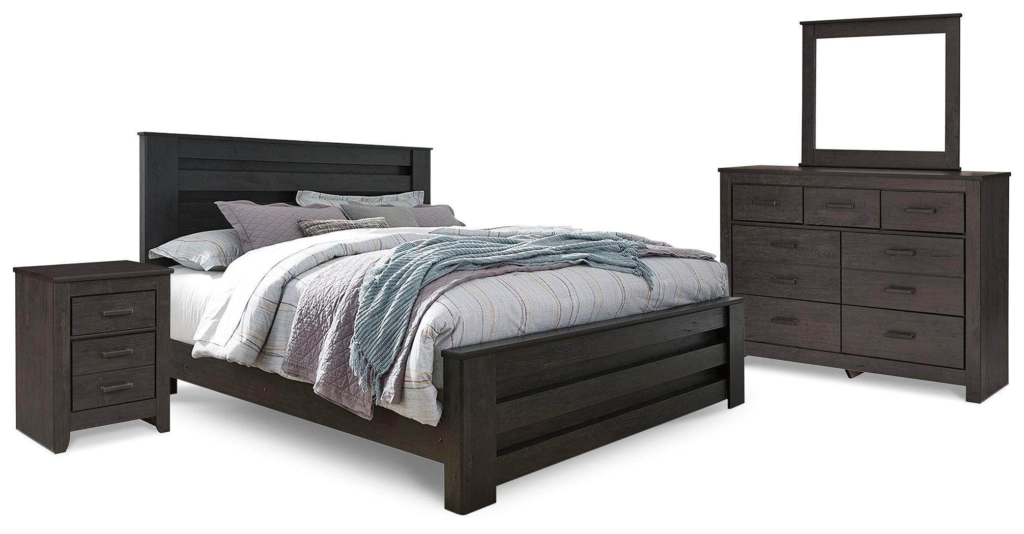 Furniture City Laplace - Ashley Furniture - Brinxton King Panel Bed, Dresser, Mirror and Nightstand - King Panel Bed, Dresser, Mirror and Nightstand - B249B8