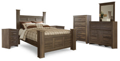 Furniture City Laplace - Ashley Furniture - Juararo Queen Poster Bed, Dresser, Mirror, Chest and 2 Nightstands - Queen Poster Bed, Dresser, Mirror, Chest and 2 Nightstands - B251B26
