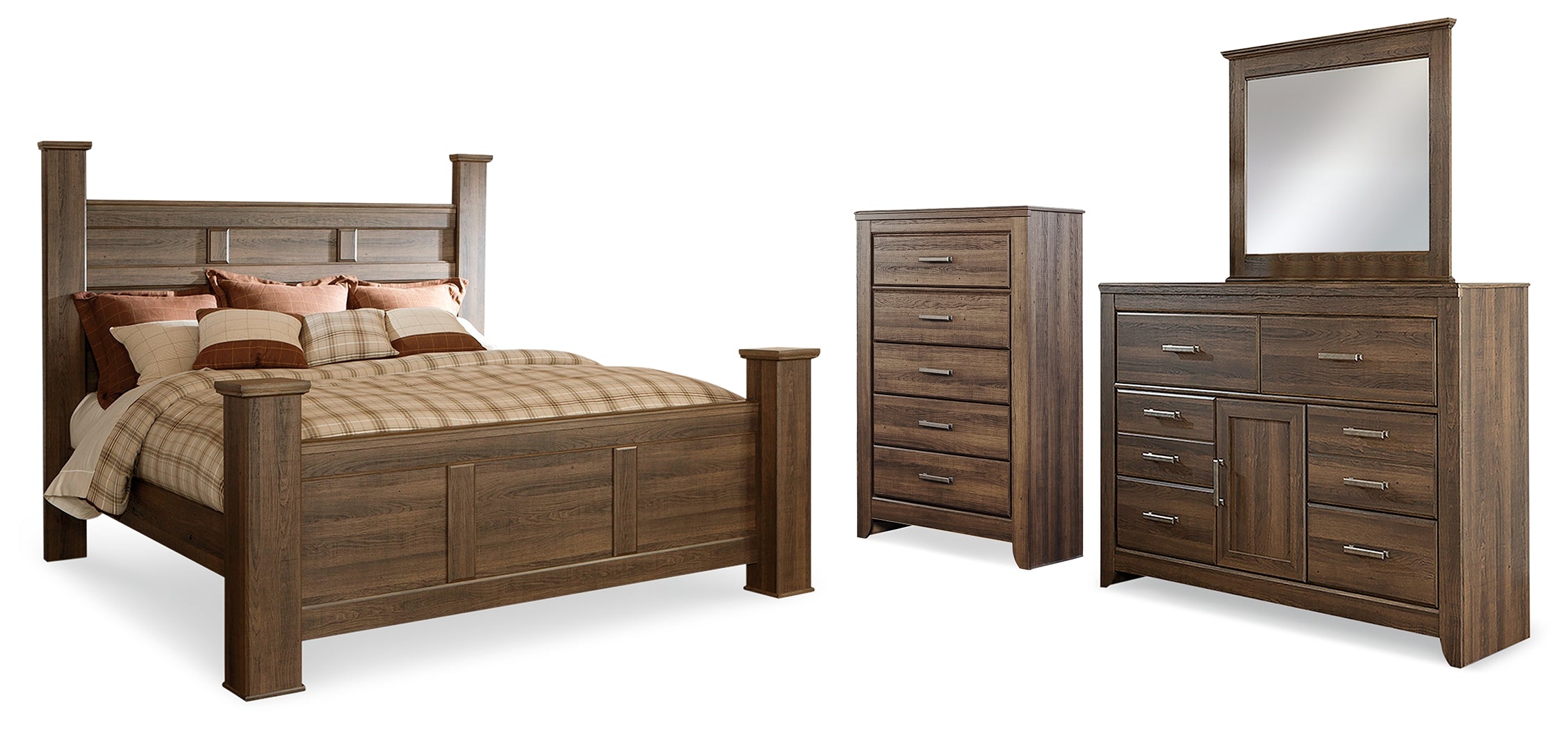 Furniture City Laplace - Ashley Furniture - Juararo King Poster Bed, Dresser, Mirror and Chest - King Poster Bed, Dresser, Mirror and Chest - B251B37