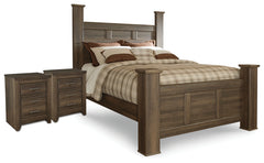 Furniture City Laplace - Ashley Furniture - Juararo Queen Poster Bed and 2 Nightstands - Queen Poster Bed and 2 Nightstands - B251B38