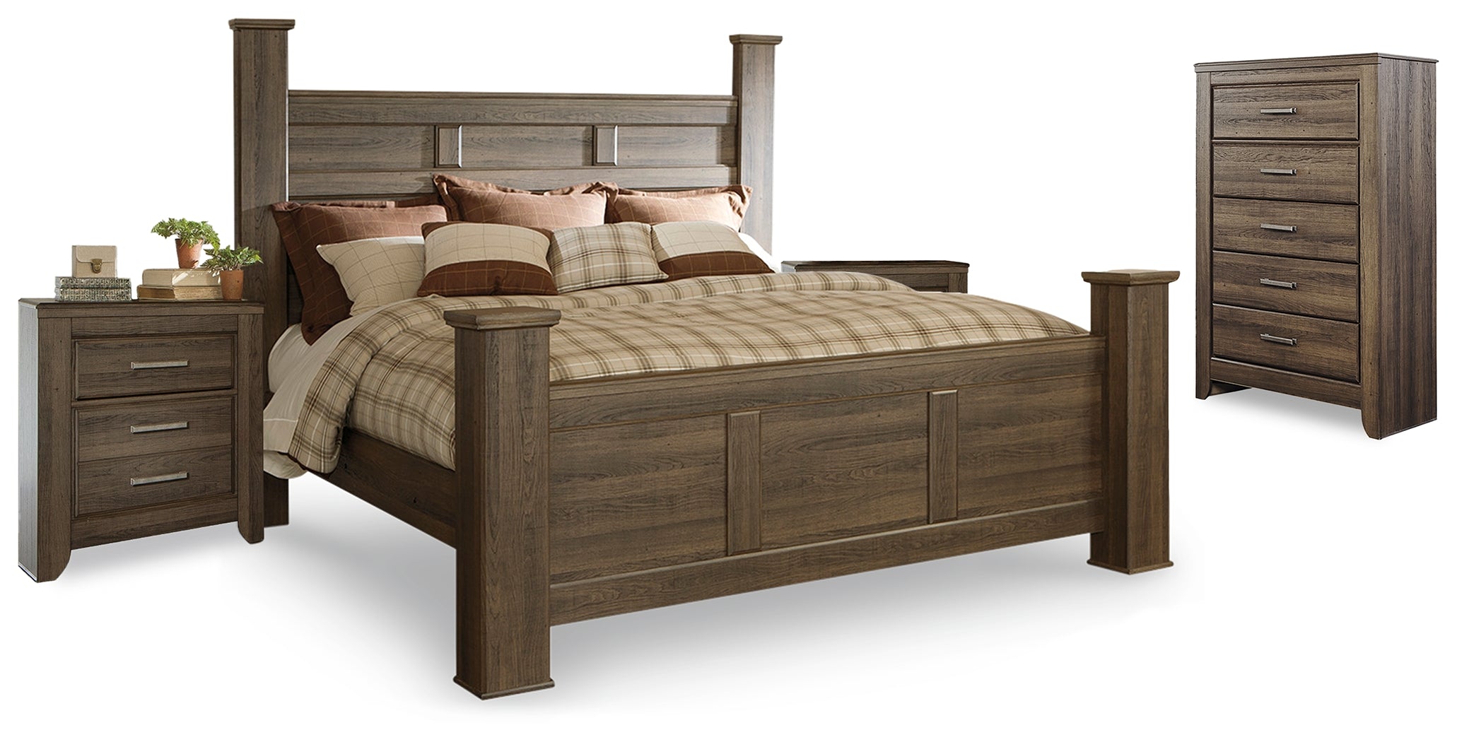 Furniture City Laplace - Ashley Furniture - Juararo King Poster Bed, Chest and 2 Nightstands - King Poster Bed, Chest and 2 Nightstands - B251B33