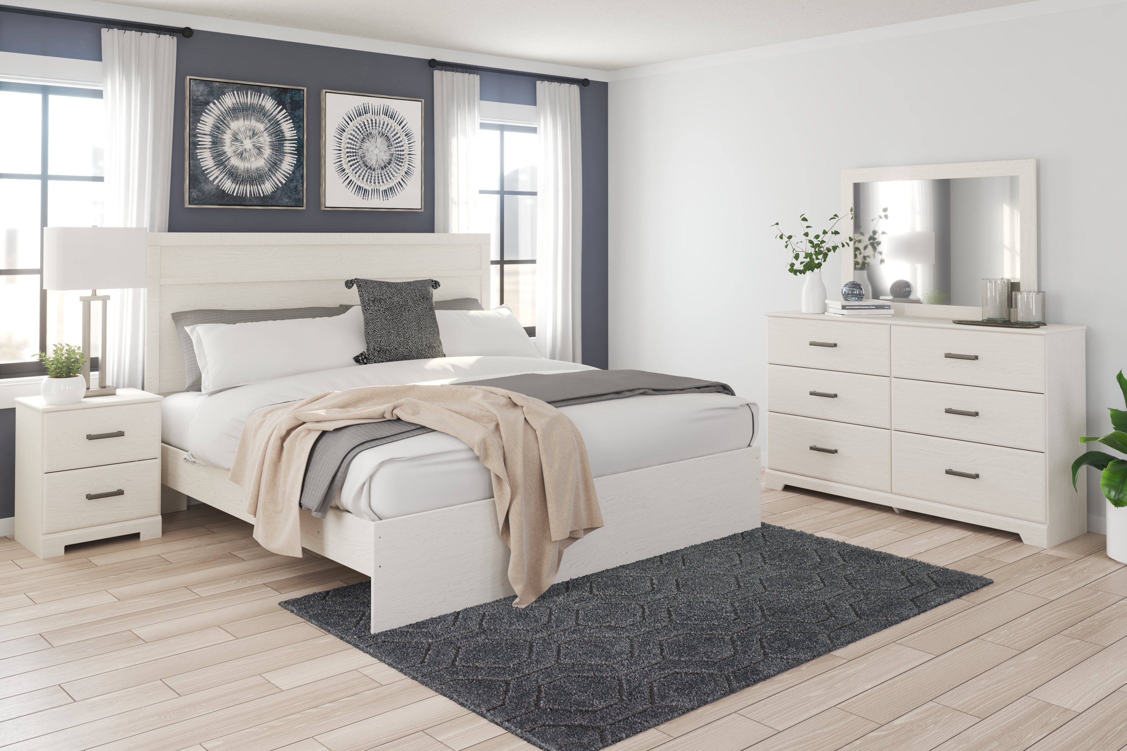 Furniture City Laplace - Ashley Furniture - Stelsie King Panel Bed with Dresser, Mirror and Nightstand - King Panel Bed with Dresser, Mirror and Nightstand - B2588B8