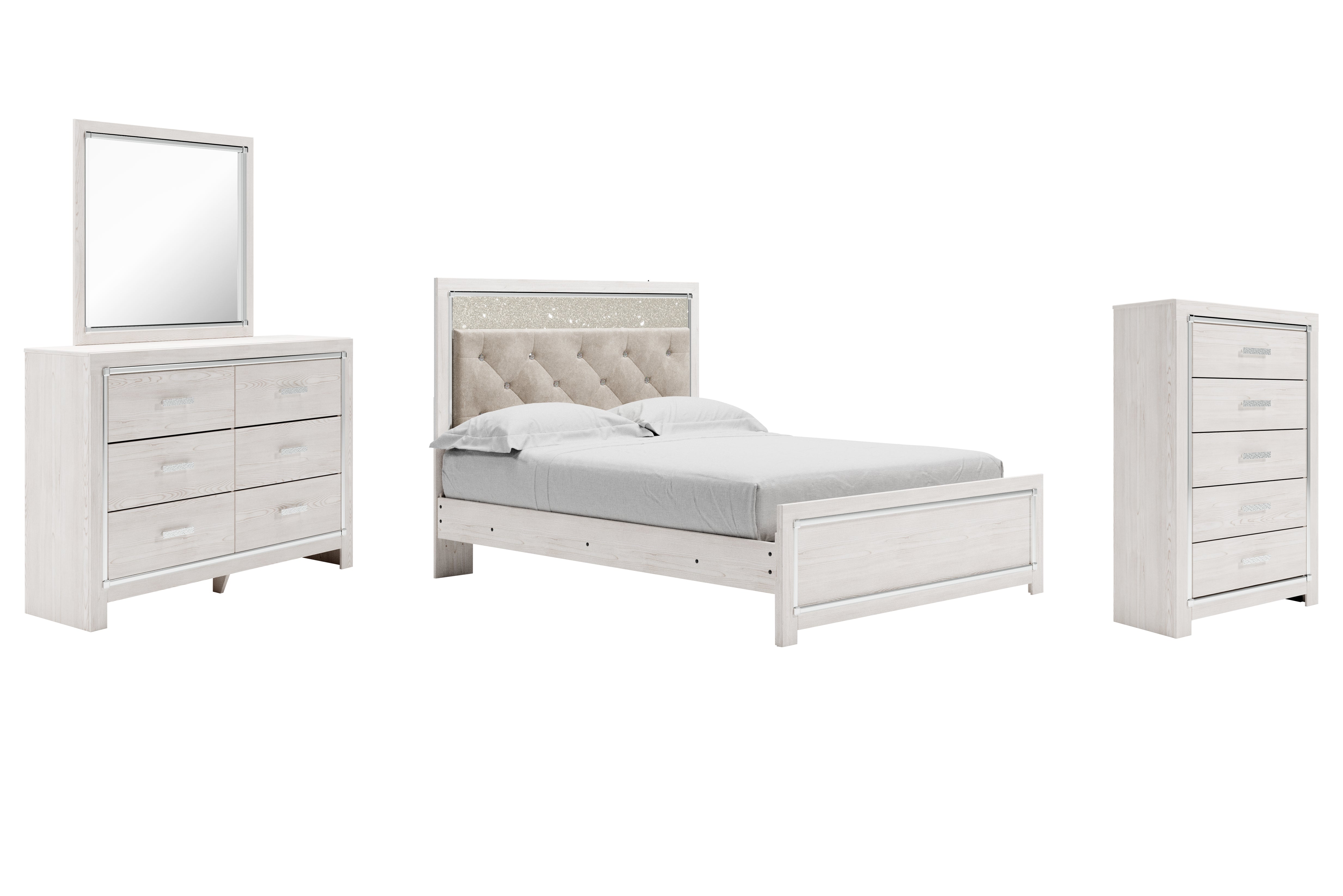 Furniture City Laplace - Ashley Furniture - Altyra Queen Upholstered Panel Bed, Dresser, Mirror, and Chest - Queen Upholstered Panel Bed, Dresser, Mirror, and Chest - B2640B35