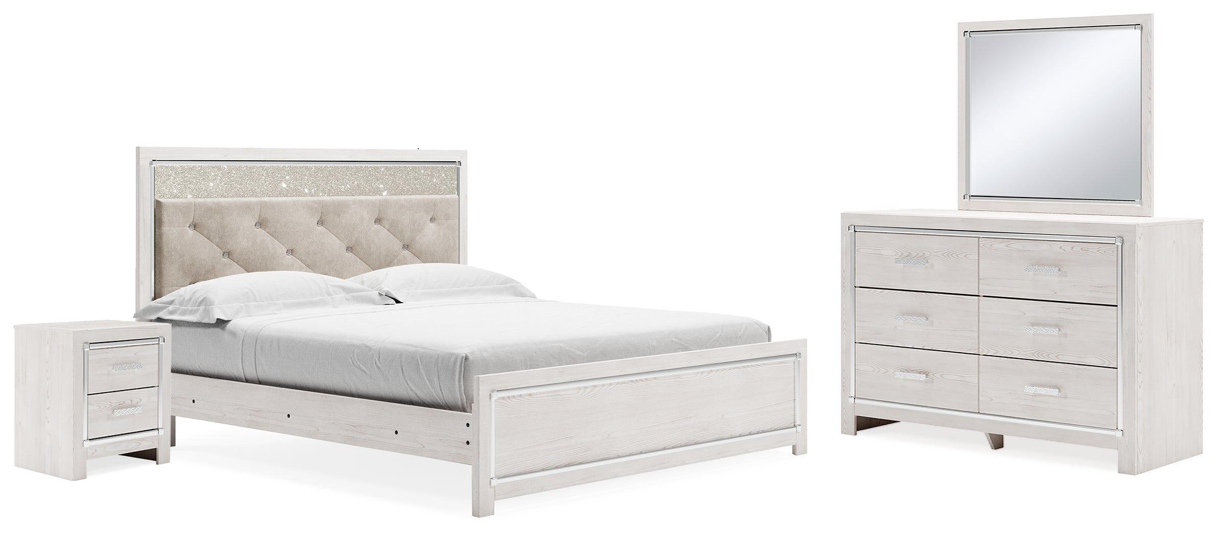 Furniture City Laplace - Ashley Furniture - Altyra King Upholstered Panel Bed, Dresser, Mirror, and Nightstand - King Upholstered Panel Bed, Dresser, Mirror, and Nightstand - B2640B34