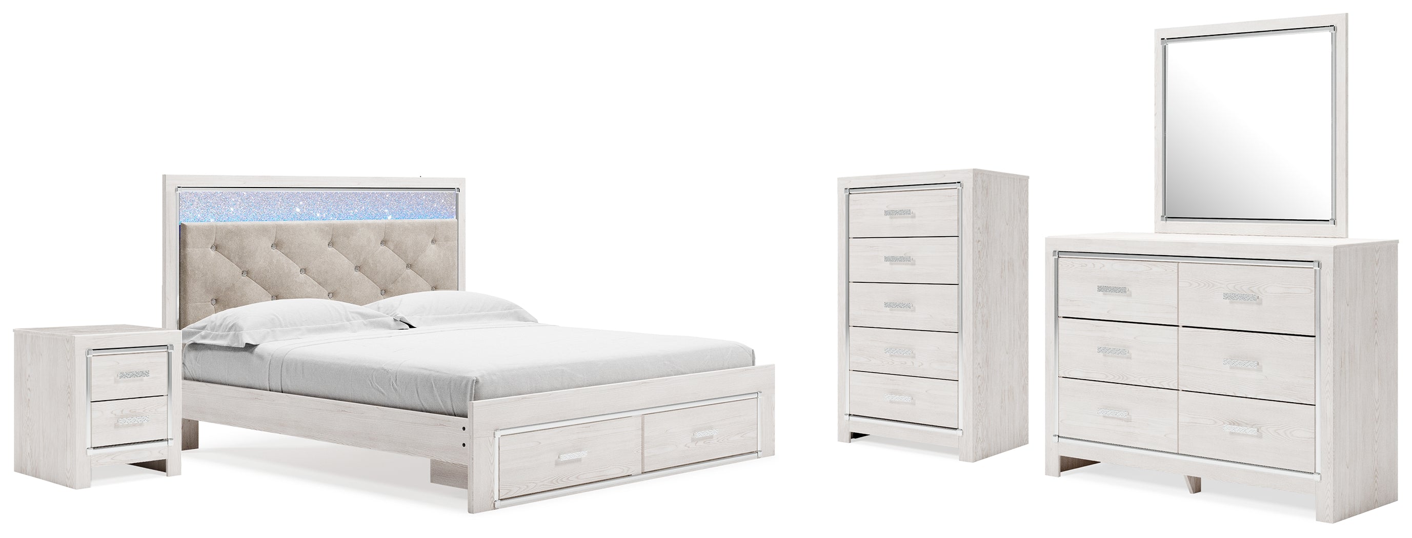 Furniture City Laplace - Ashley Furniture - Altyra King Upholstered Storage Bed, Dresser, Mirror, Chest, and Nightstand - King Upholstered Storage Bed, Dresser, Mirror, Chest, and Nightstand - B2640B40