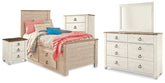 Furniture City Laplace - Ashley Furniture - Willowton Twin Bed with Storage, Dresser, Mirror, Chest and Nightstand - Twin Bed with Storage, Dresser, Mirror, Chest and Nightstand - B267B65