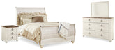 Furniture City Laplace - Ashley Furniture - Willowton Queen Sleigh Bed, Dresser, Mirror and 2 Nightstands - Queen Sleigh Bed, Dresser, Mirror and 2 Nightstands - B267B55