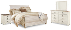 Furniture City Laplace - Ashley Furniture - Willowton King Sleigh Bed, Dresser, Mirror and 2 Nightstands - King Sleigh Bed, Dresser, Mirror and 2 Nightstands - B267B46