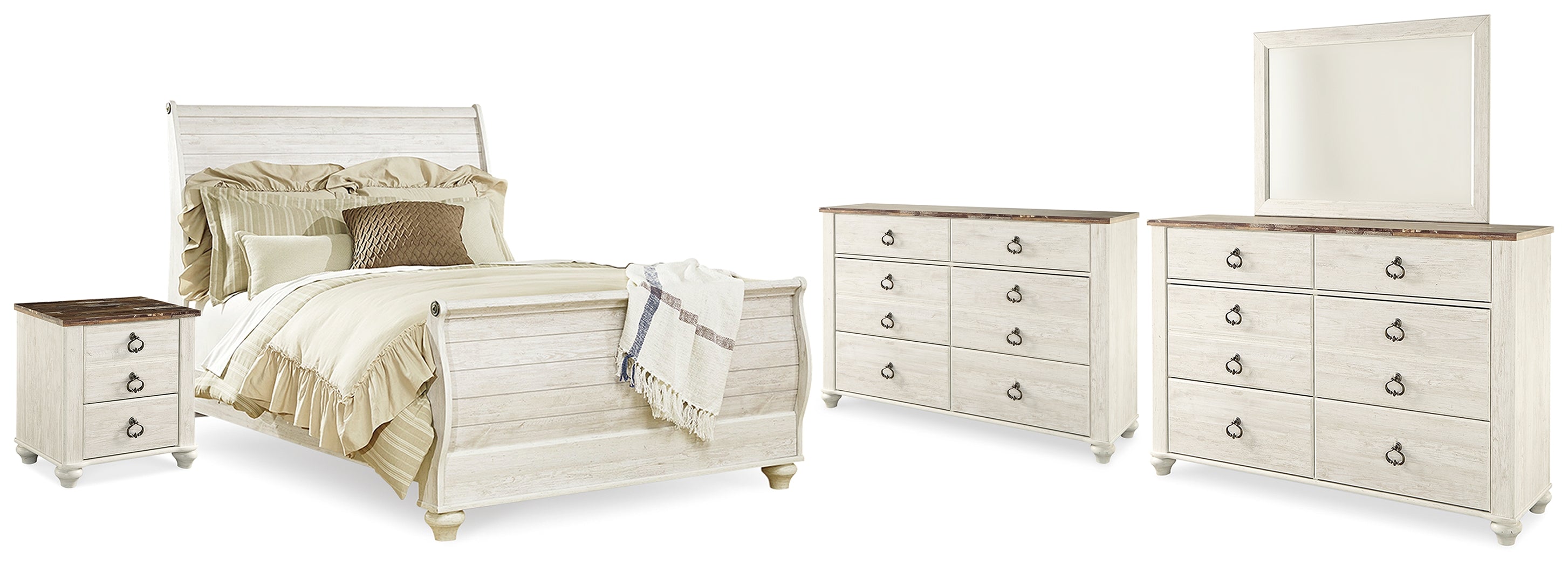 Furniture City Laplace - Ashley Furniture - Willowton Queen Bed, Dresser, Mirror and Chest - Queen Bed, Dresser, Mirror and Chest - B267B58