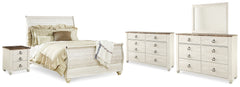 Furniture City Laplace - Ashley Furniture - Willowton Queen Bed, Dresser, Mirror and Chest - Queen Bed, Dresser, Mirror and Chest - B267B58